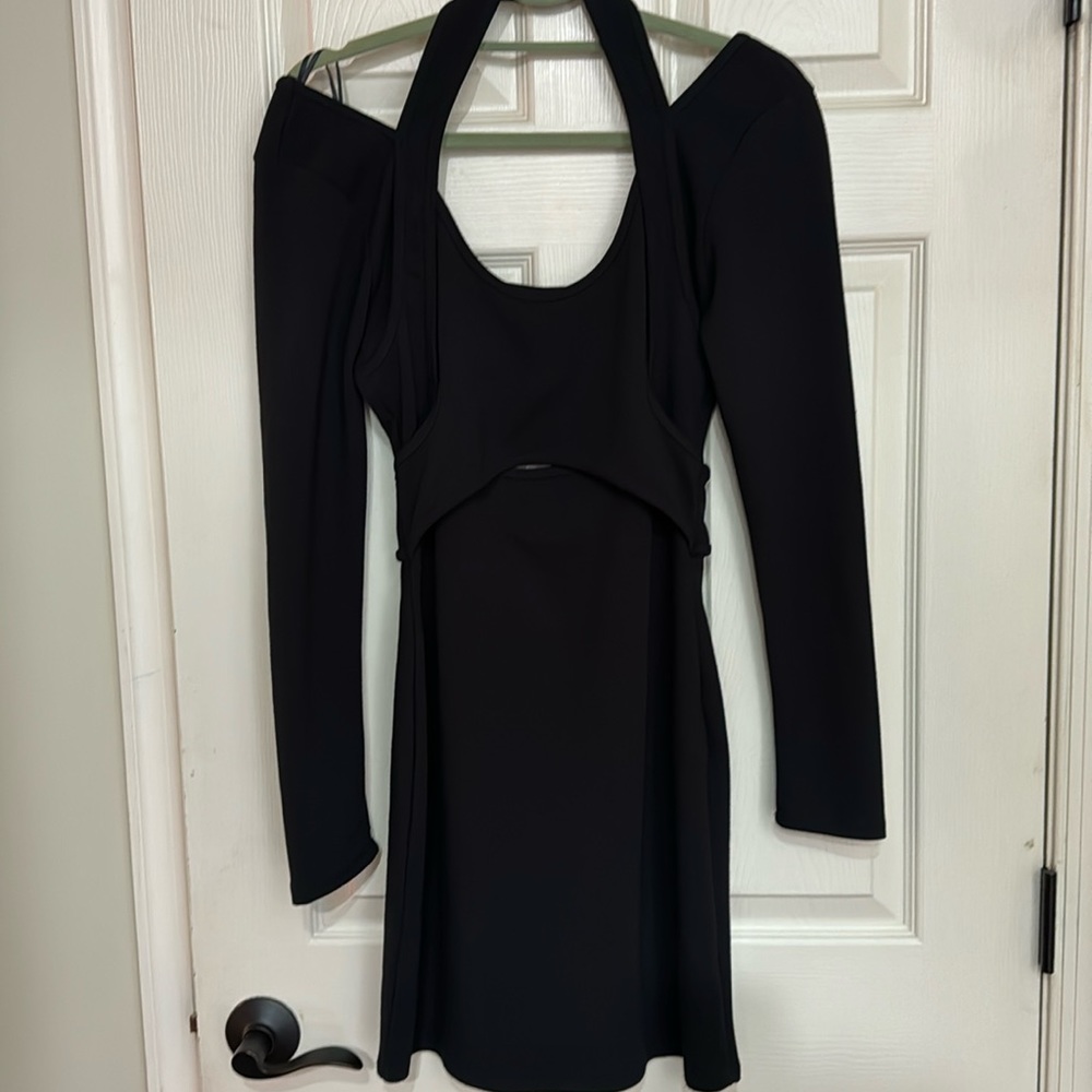 Anthropologie Cut Out Ponte Knit Mini Dress Little Black Dress